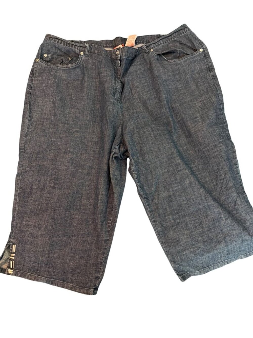 Hearts Palm Denim Capri Jeans Petal Pushers Silver Embellishments Plus Size 24W